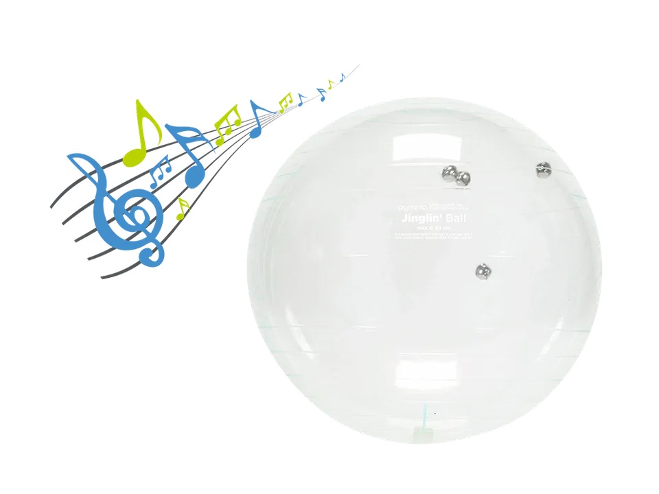gymnic-jinglin-ball-balle-sonore-transparente-clochettes image 1