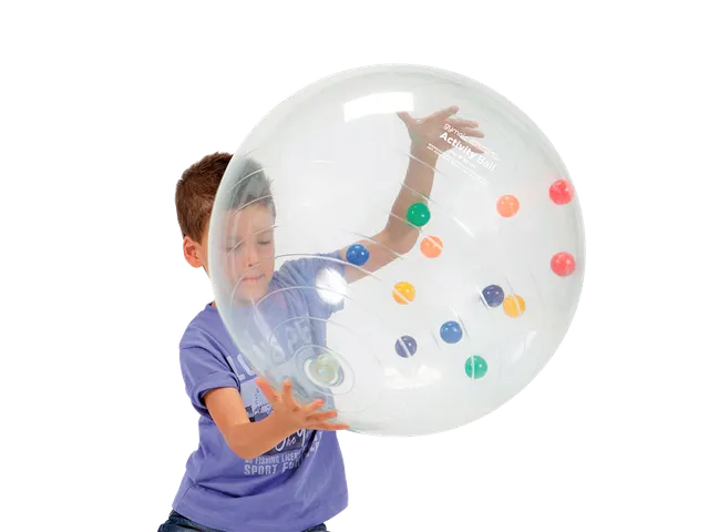 gymnic-activity-ball-ballon-transparent-billes-perception-espace image 1
