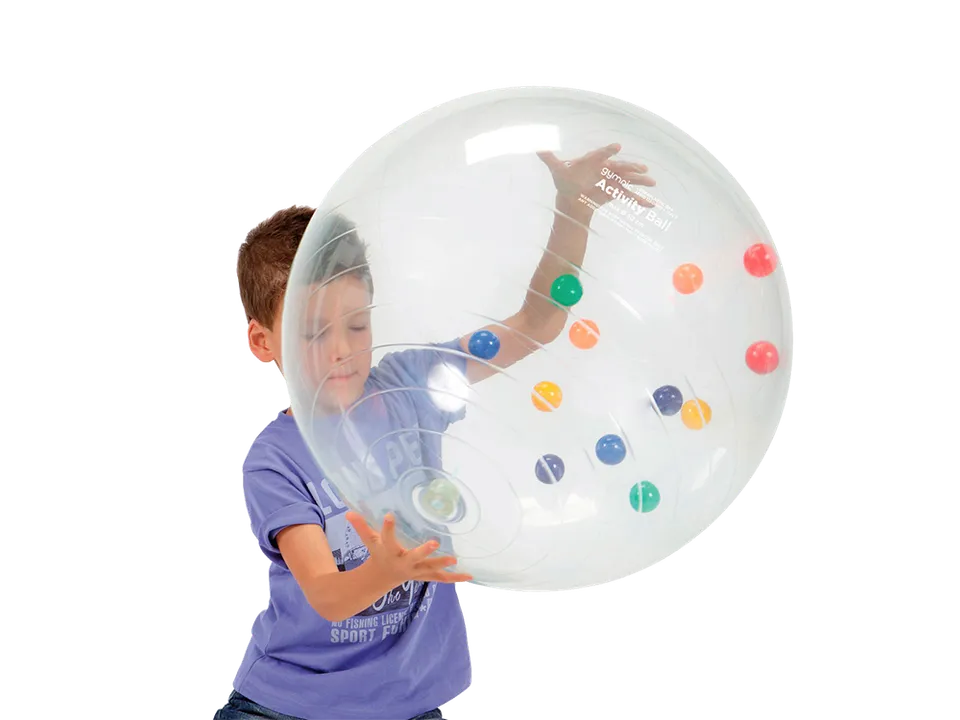 gymnic-activity-ball-ballon-transparent-billes-perception-espace image 1