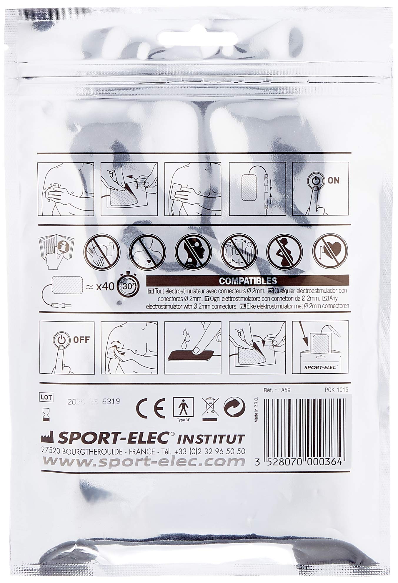 sport-elec-8-lectrodes-rectangulaires-89x50mm-lectrostimulation image 2